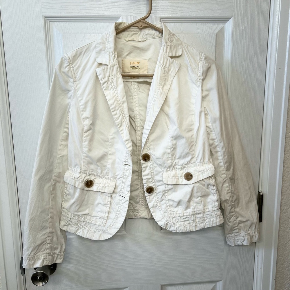 J.Crew White Classic Twill Chino Jacket size xs